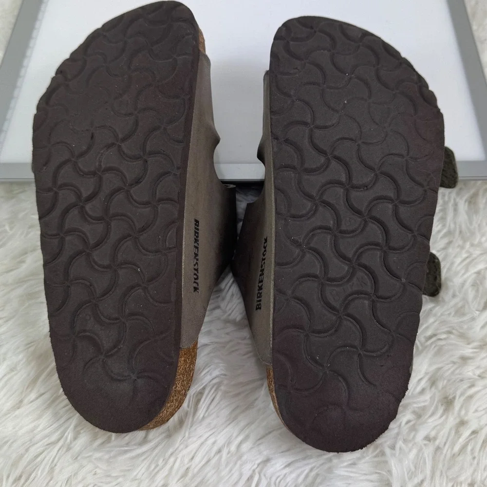 Birkenstock Arizona Olive Gray Copper Buckle Sandals EU 35